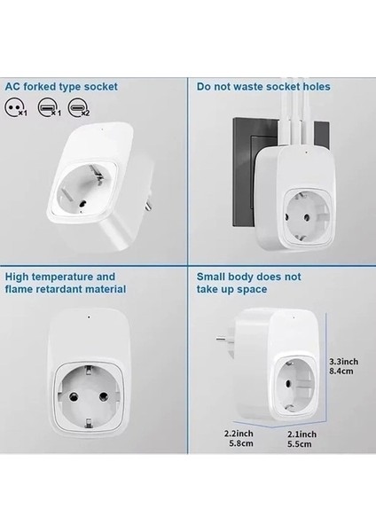 Tekli Yüksek Voltaj Korumalı Duvar Prizi 2x Type-C 1x USB Çıkışlı Priz Grup Priz Çoğaltıcı Siyah modelleri