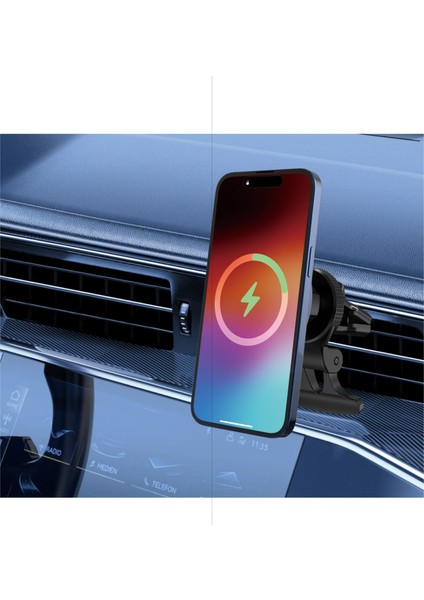 RV-WTM406 Qi2 15W Kablosuz Şarjlı Araç Içi Telefon Tutucu | Magesafe | Güçlü Mıknatıs | 360° Dönebilen | Renkli Işıklı fiyatları