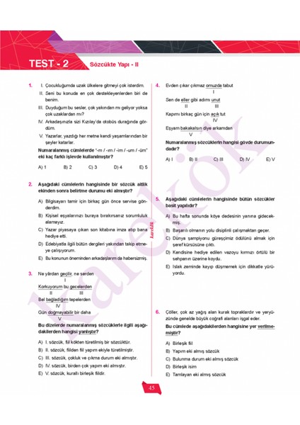 TYT Dil Bilgisi Soru Bankası modelleri