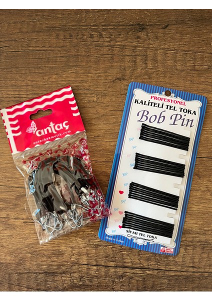 Çocuk Siyah Tel Toka Kancalı Çengelli Okul Tokası Tokaları (32 adet tel, 10 adet kancalı toka)