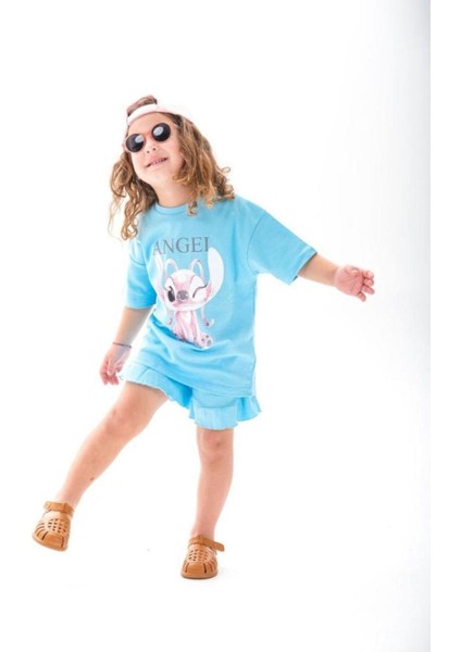 Yeni Sezon Kabartma Baskılı T-Shirt ve Şort Alt Üst Kız Çocuk Takım (18 Ay-12 Yaş) fiyatları