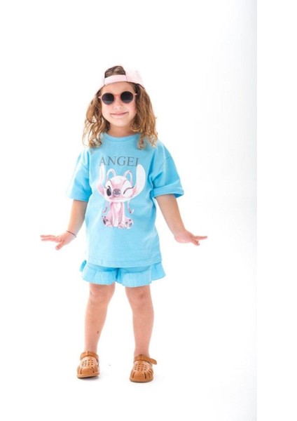 Yeni Sezon Kabartma Baskılı T-Shirt ve Şort Alt Üst Kız Çocuk Takım (18 Ay-12 Yaş) modelleri