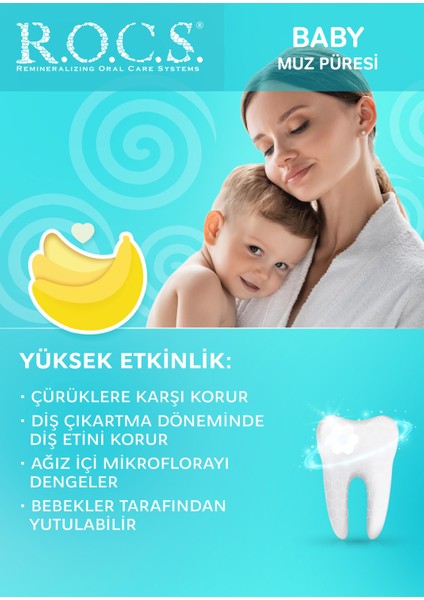 Baby Muz Aromalı Floridsiz Diş Macunu 45 ml – 0-3 Yaş Bebekler ve Hassas Diş Etleri İçin Nazik Doğal Formül modelleri