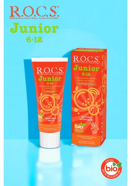 Junior 6-12 Yaş Çocuk Diş Macunu Seti, Orman Meyveli ve Meyveli Gökkuşağı, Florürsüz, BPA’sız, Kavak Ekstratlı, 74 g x 2 fırsatları