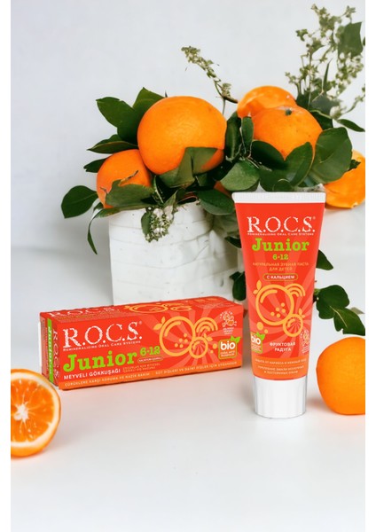 Junior 6-12 Yaş Çocuk Diş Macunu Seti, Orman Meyveli ve Meyveli Gökkuşağı, Florürsüz, BPA’sız, Kavak Ekstratlı, 74 g x 2