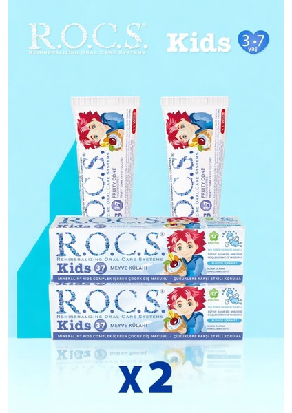 Kids Meyve Aromalı Florürsüz Diş Macunu 45 gr x 2'li Paket – Çocuklar için Güvenli ve Nazik Formül modelleri
