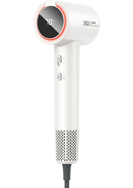 Xo Dijital Ekranlı Saç Kurutma Makinesi – 1600W Güçlü Fırçasız Motor, 3 Hız ve 4 Sıcaklık Ayarı, LED Ambient Işık, Soğuk Hava ve Iyon Teknolojisi, Hafif ve Ergonomik Tasarım, CF29, Gri