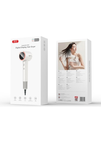 Xo Dijital Ekranlı Saç Kurutma Makinesi – 1600W Güçlü Fırçasız Motor, 3 Hız ve 4 Sıcaklık Ayarı, LED Ambient Işık, Soğuk Hava ve Iyon Teknolojisi, Hafif ve Ergonomik Tasarım, CF29, Gri modelleri