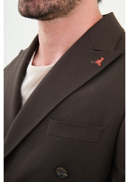 Düz Slim Fit Geniş Yaka Kruvaze Erkek Takım Elbise fiyatları