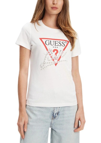 Pearls Kadın Beyaz Regular Fit T-Shirt W5YI40I3Z14-G011