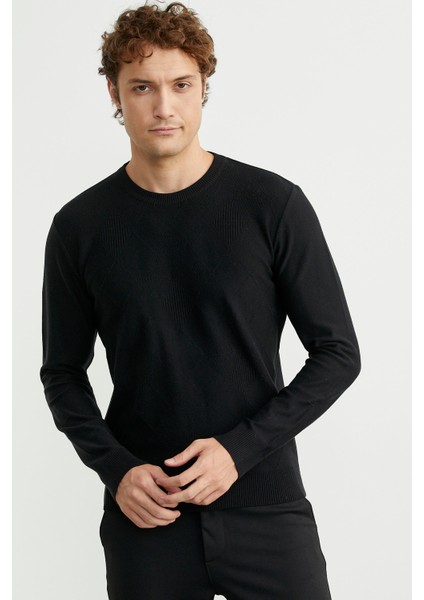 Baklava Motif Detaylı Triko Kazak - Siyah fiyatları