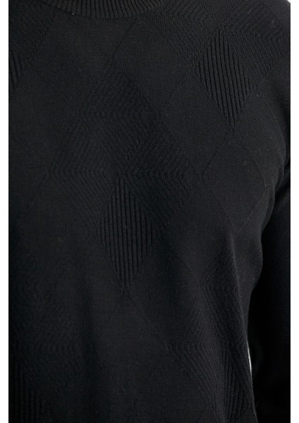 Baklava Motif Detaylı Triko Kazak - Siyah fırsatları