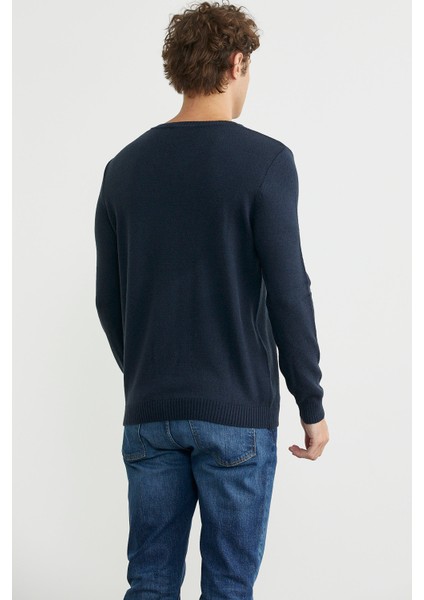 V Yaka Basic Triko Kazak - Lacivert indirimleri