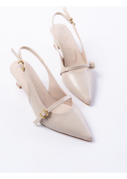 H-470 Bej Rugan Baret Tokalı Arkası Açık Günlük Kadın Sandalet modelleri