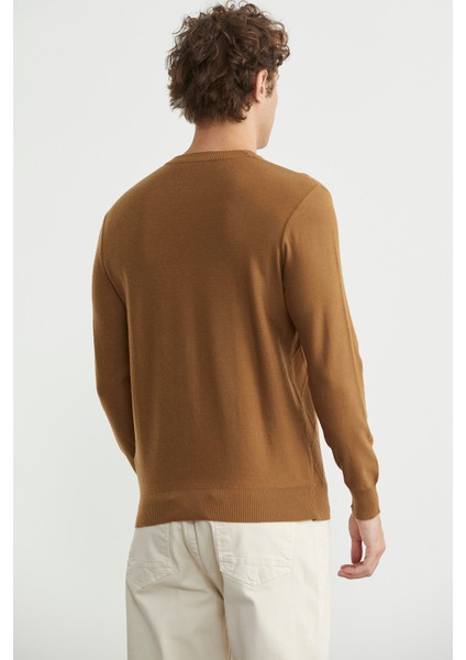 Baklava Motif Detaylı Triko Kazak - Kamel indirimleri