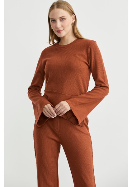 Ikili Pantolon Kazak Triko Takım - Kiremit fiyatları