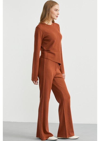 Ikili Pantolon Kazak Triko Takım - Kiremit fırsatları