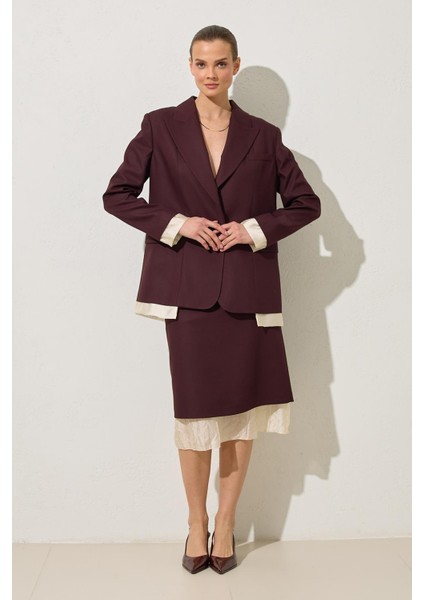 Bordo Cep ve Tek Düğme Detaylı Ceket fiyatları