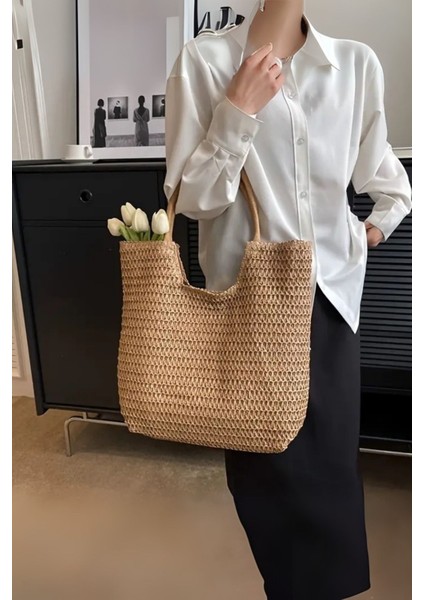 Kare Formlu Omuz Çantası Kahve