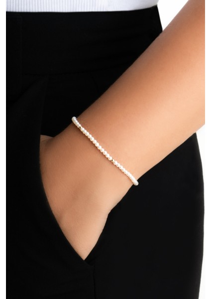 Doğal Inci Taşlı 18 cm 14 Ayar Sarı Altın Bileklik fiyatları