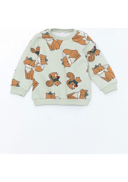 Lcw Baby Yeşil Bisiklet Yaka Uzun Kollu Baskılı Erkek Bebek Sweatshirt ve Pantolon 2'li Takım fiyatları