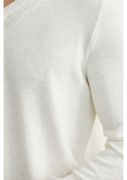 V Yaka Basic Triko Kazak - Kemik indirimleri