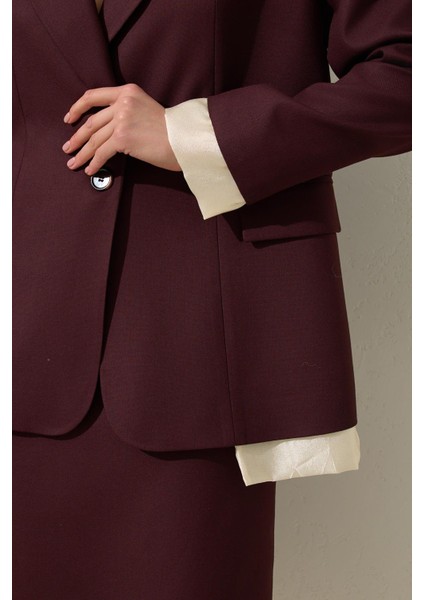 Bordo Cep ve Tek Düğme Detaylı Ceket indirimleri