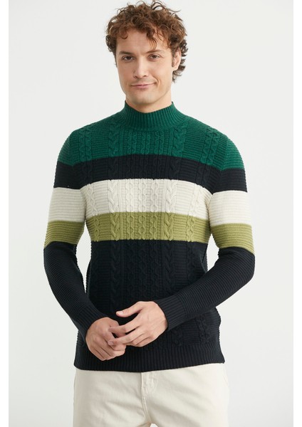 Blok Renk Geçişli Triko Kazak - Siyah fiyatları