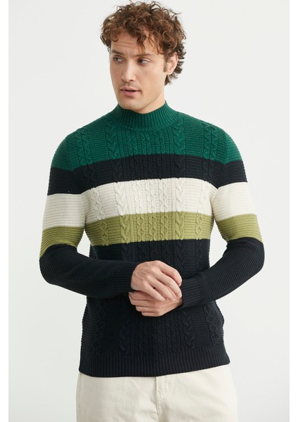 Blok Renk Geçişli Triko Kazak - Siyah modelleri