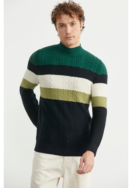 Blok Renk Geçişli Triko Kazak - Siyah fırsatları