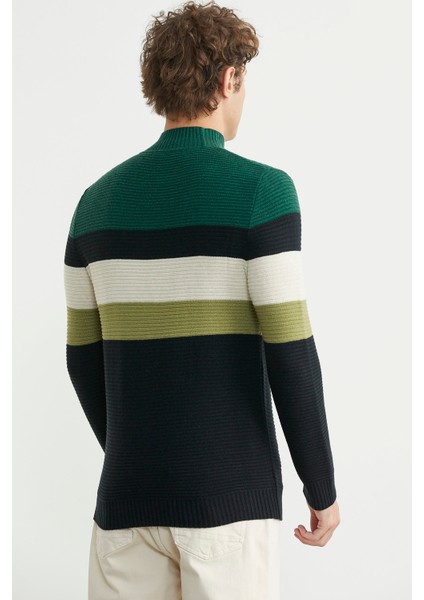 Blok Renk Geçişli Triko Kazak - Siyah indirimleri