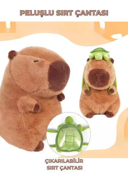 Kaplumbağa Sırt Çantalı Sevimli Capybara Peluş Oyuncak 25 cm fırsatları