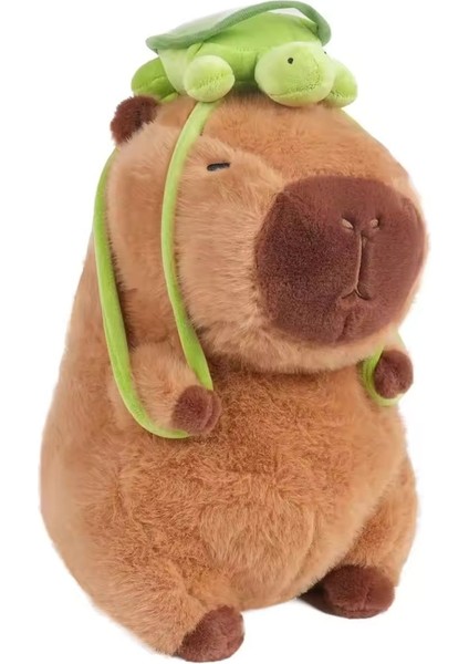 Kaplumbağa Sırt Çantalı Sevimli Capybara Peluş Oyuncak 25 cm