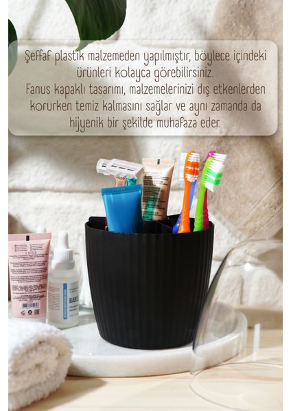 2'li Fanus Kapaklı 7 Bölmeli Makyaj Organizeri Antrasit modelleri