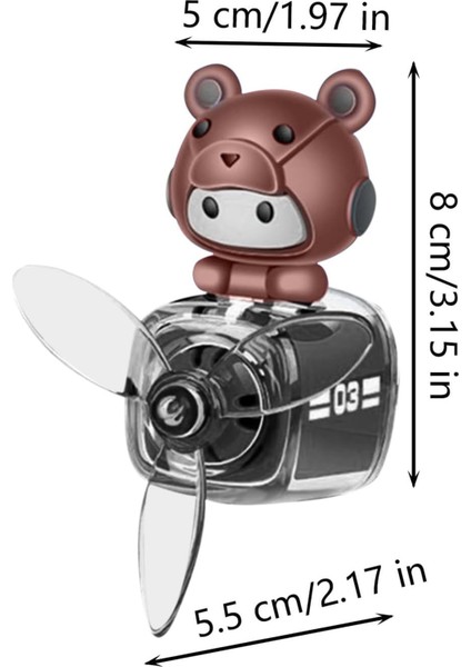 Pervaneli Klima Süsü Oto Koku Klipsi Siyah Uçaklı Kahverengi Pilot Hava Ferahlatıcı Maskot