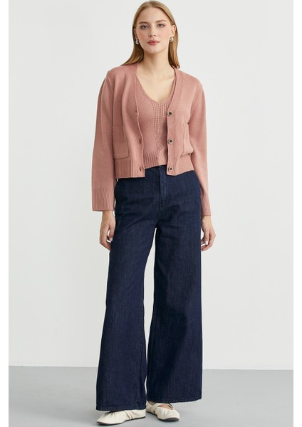 Triko Hırka Crop Ikili Takım - Gül fiyatları