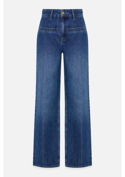 Mavi Rahat Kalıp Cep Detaylı %100 Pamuklu Pantolon