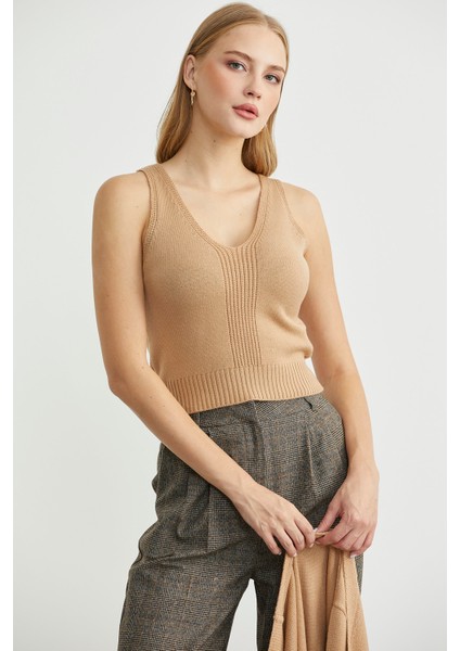 Triko Hırka Crop Ikili Takım - Kamel indirimleri