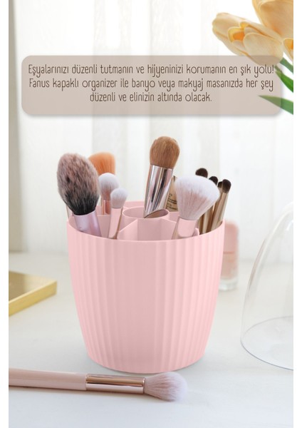 2'li Fanus Kapaklı 7 Bölmeli Makyaj Organizeri Pembe fiyatları