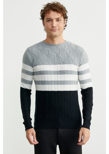 Blok Renk Geçişli Triko Kazak - Siyah fiyatları