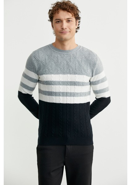 Blok Renk Geçişli Triko Kazak - Siyah modelleri