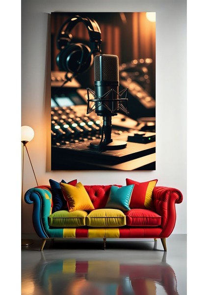 Studio Mikrofonu Ev Duvar Salon Güzellik Salonu Ofis Dükkan Dekarasyon Kanvas Tablo