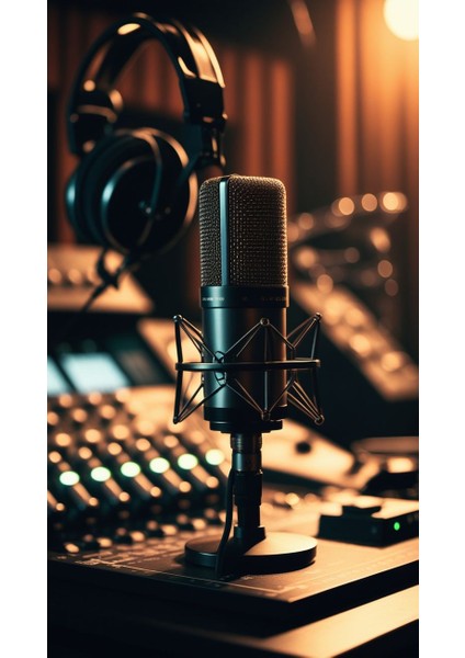 Studio Mikrofonu Ev Duvar Salon Güzellik Salonu Ofis Dükkan Dekarasyon Kanvas Tablo fiyatları