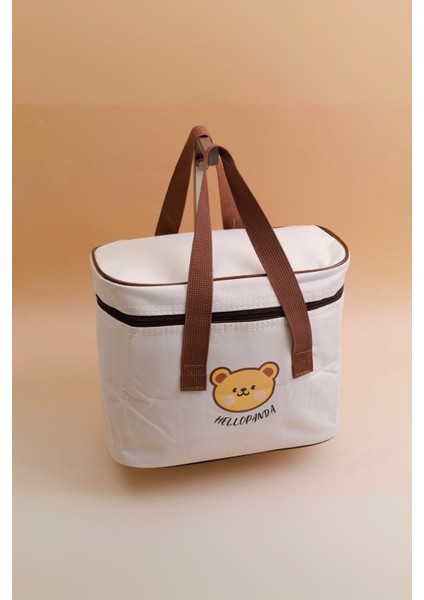 Ayıcık Detaylı Bej Yemek Çantası