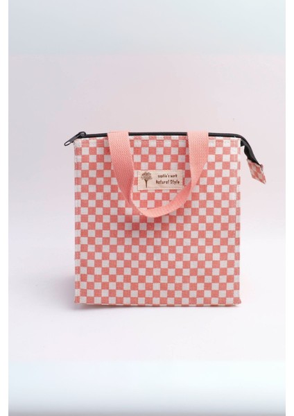 Isı Yalıtımlı Kareli Pembe Yemek Çantası fırsatları