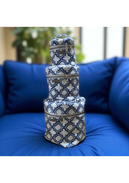 Çok Amaçlı Tutma Kollu Makyaj Çantası 3'lü Organizer Set