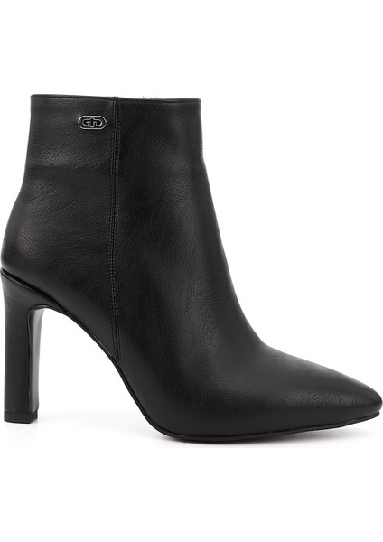 Kadın Siyah Fermuarlı Sivri Burun İnce Topuklu Bot