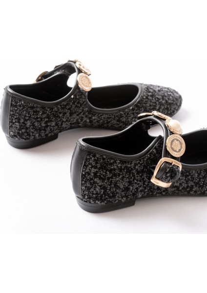 İNF-6363 Siyah Havlu Desenli Baret Tokalı Günlük Bayan Ayakkabı indirimleri