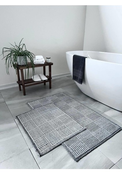More Boucle Doğal Pamuklu 2'li Banyo Paspas Seti 60X100 50X60 Grey fiyatları