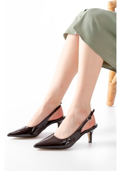 ST-1152 Kahve Rugan Günlük 7 cm Topuklu Kadın Ayakkabı fiyatları